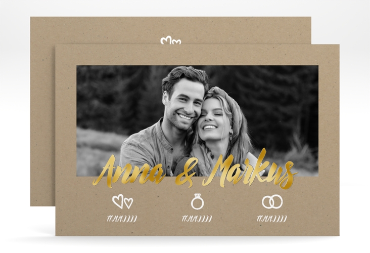 Save the Date-Karte Icons A6 Karte quer gold