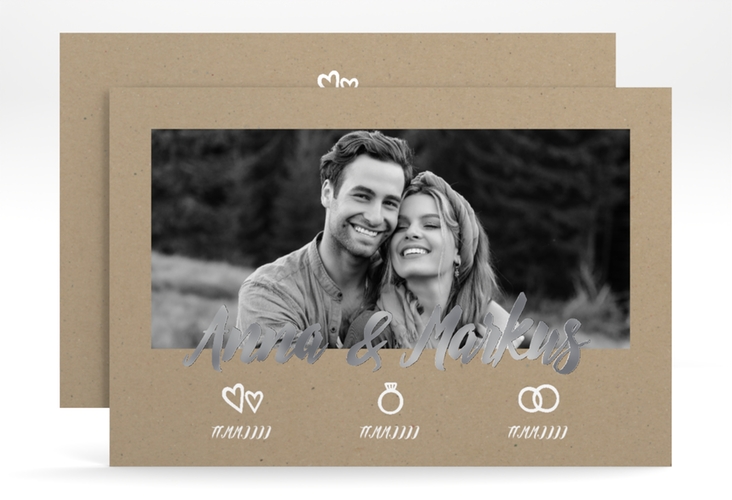 Save the Date-Karte Icons A6 Karte quer silber