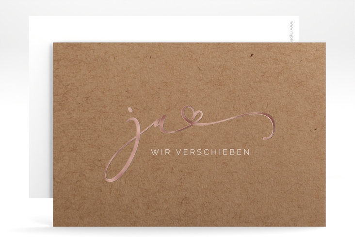 Change the Date-Karte Jawort A6 Karte quer rosegold modern minimalistisch mit veredelter Aufschrift