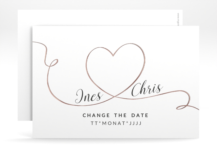 Change the Date-Karte Hochzeit Dolce A6 Karte quer rosegold