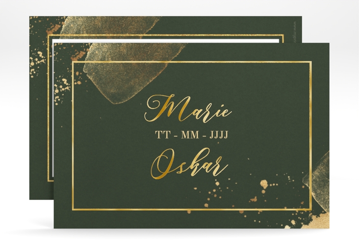 Save the Date-Karte "Emerald" DIN A6 quer gold