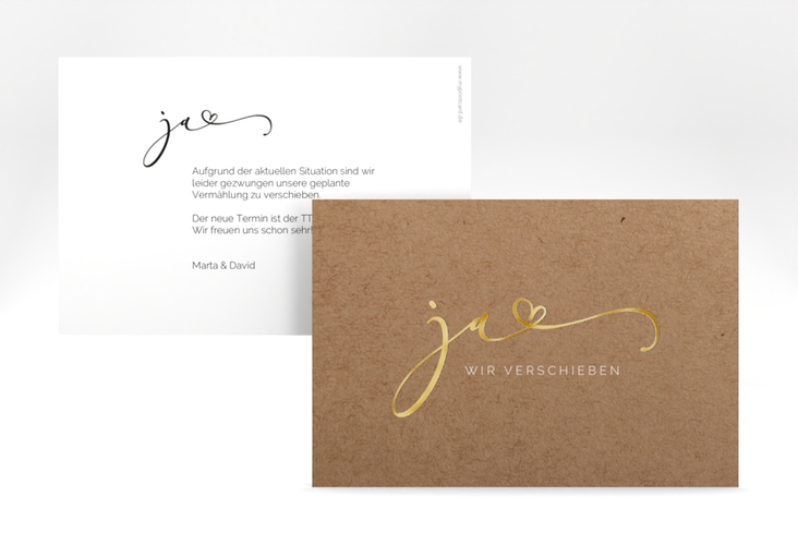 Change the Date-Karte Jawort A6 Karte quer gold modern minimalistisch mit veredelter Aufschrift