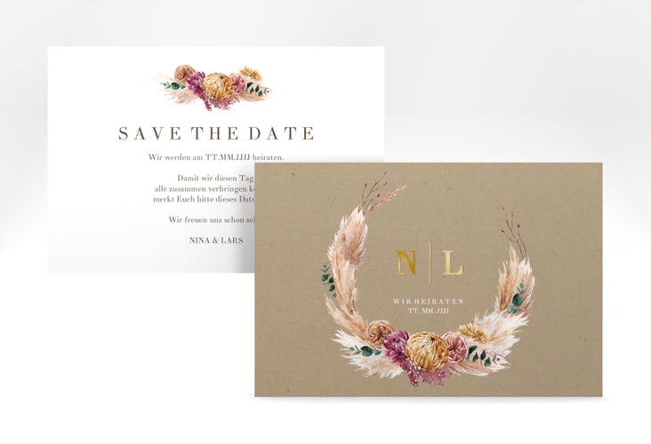 Save the Date-Karte Bohochic A6 Karte quer gold