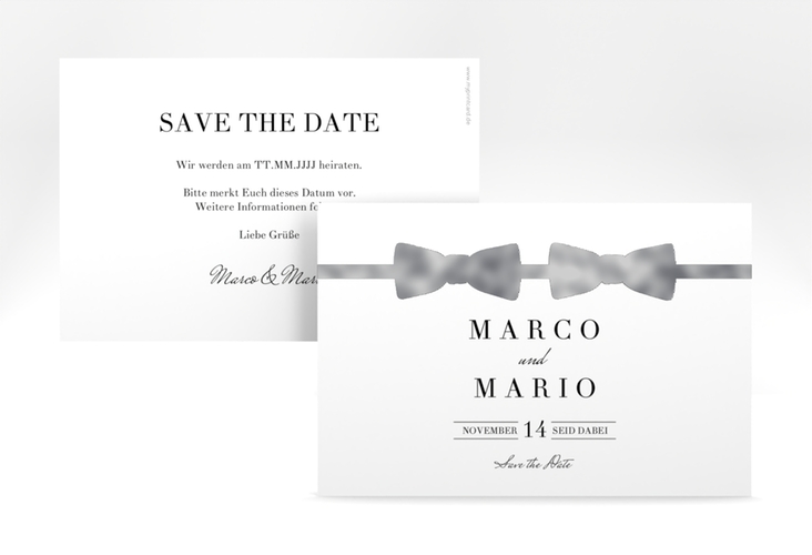 Save the Date-Karte Suits A6 Karte quer silber