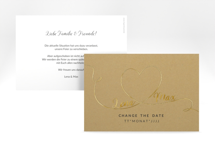 Change the Date-Karte Herzensbund A6 Karte quer gold