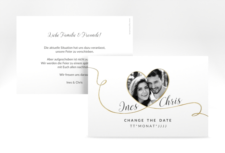 Change the Date-Karte Hochzeit Dolce A6 Karte quer gold