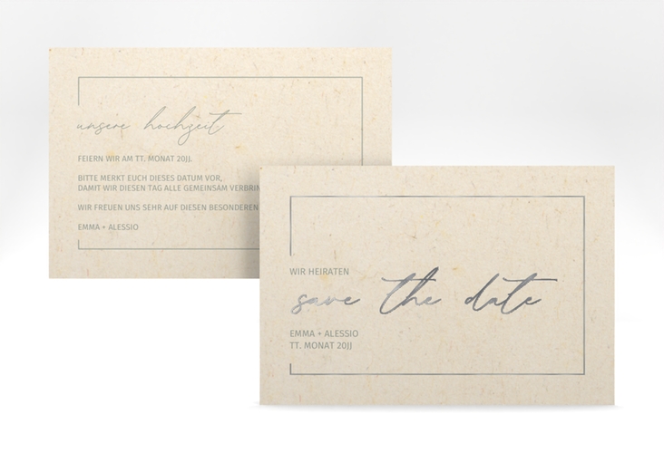 Save the Date-Karte Simple Line A6 Karte quer silber