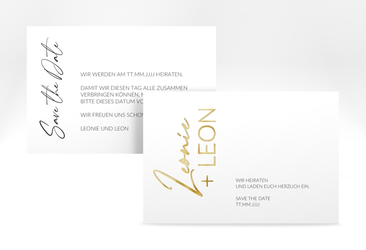Save the Date-Karte Your Name A6 Karte quer gold