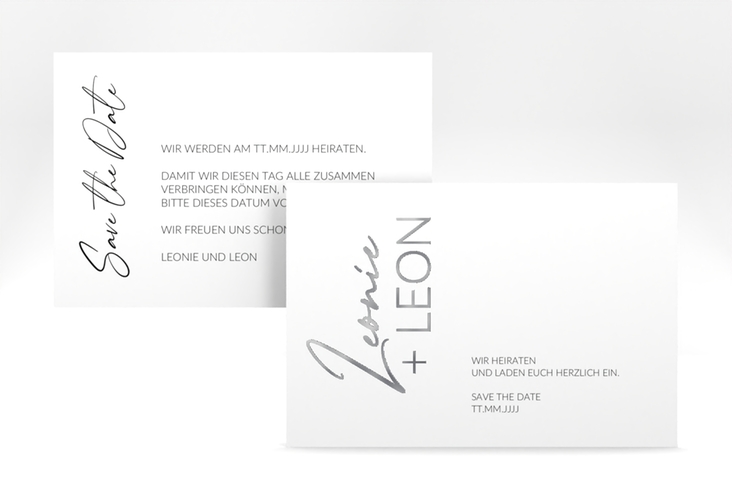 Save the Date-Karte Your Name A6 Karte quer silber