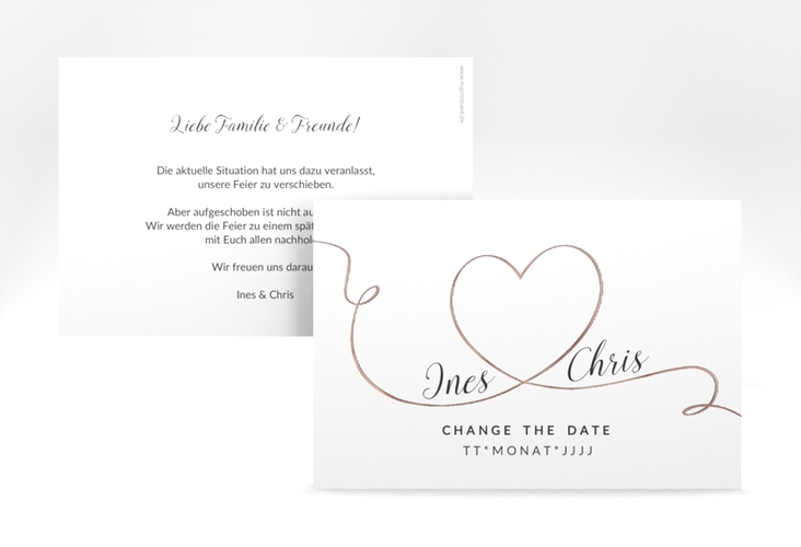 Change the Date-Karte Hochzeit Dolce A6 Karte quer rosegold