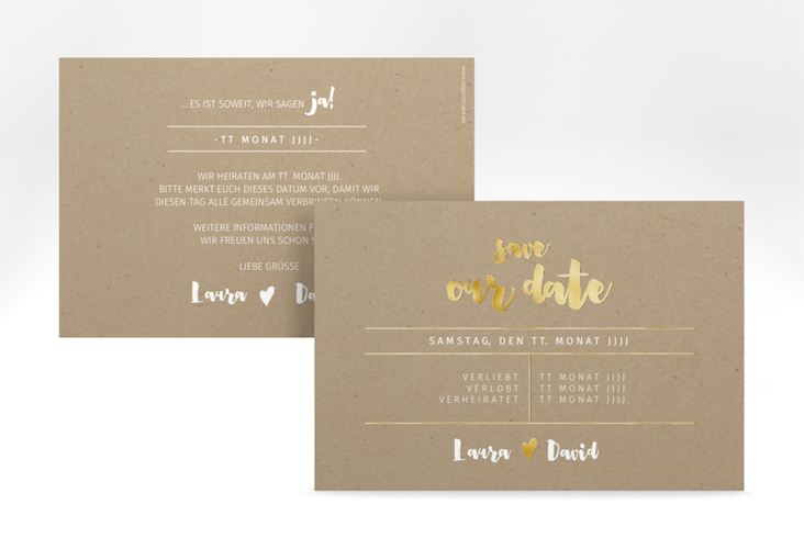 Save the Date-Karte Letterbox A6 Karte quer gold