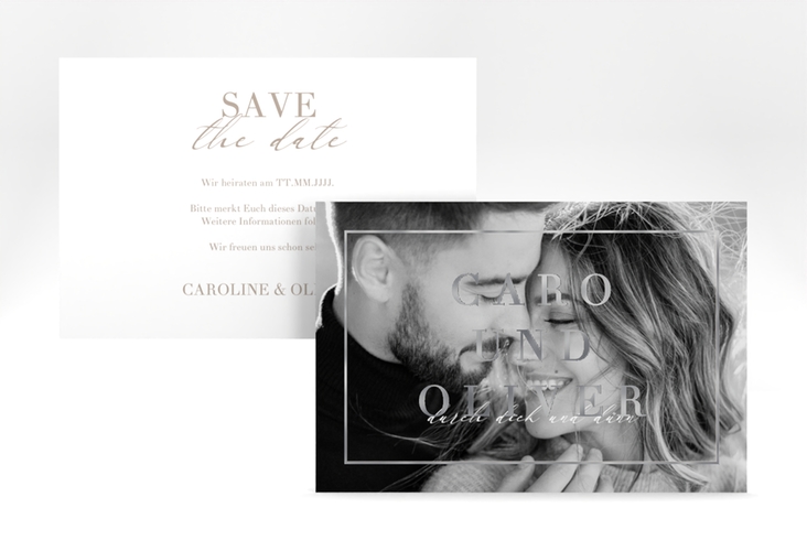 Save the Date-Karte Moment A6 Karte quer silber