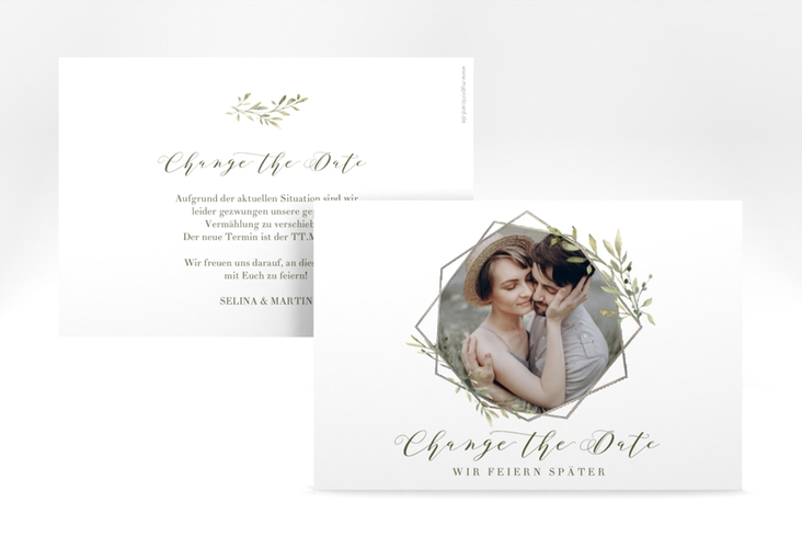 Change the Date-Karte Acacia A6 Karte quer silber