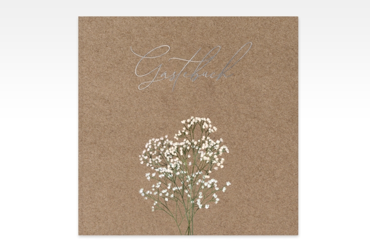 Gästebuch Creation Hochzeit Schleierkraut 20 x 20 cm, Hardcover silber