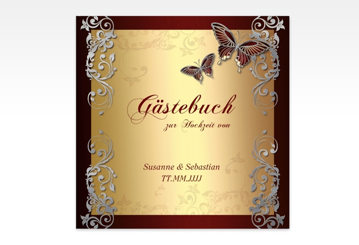 Gästebuch Creation Toulouse 20 x 20 cm, Hardcover silber romantisch mit Schmetterlingen