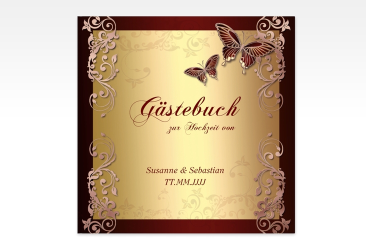 Gästebuch Creation Toulouse 20 x 20 cm, Hardcover rosegold romantisch mit Schmetterlingen