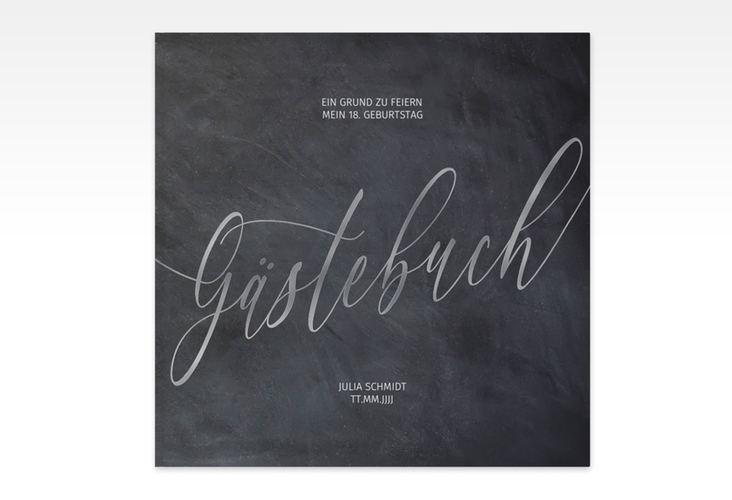 Gästebuch Creation Geburtstag Board 20 x 20 cm, Hardcover silber