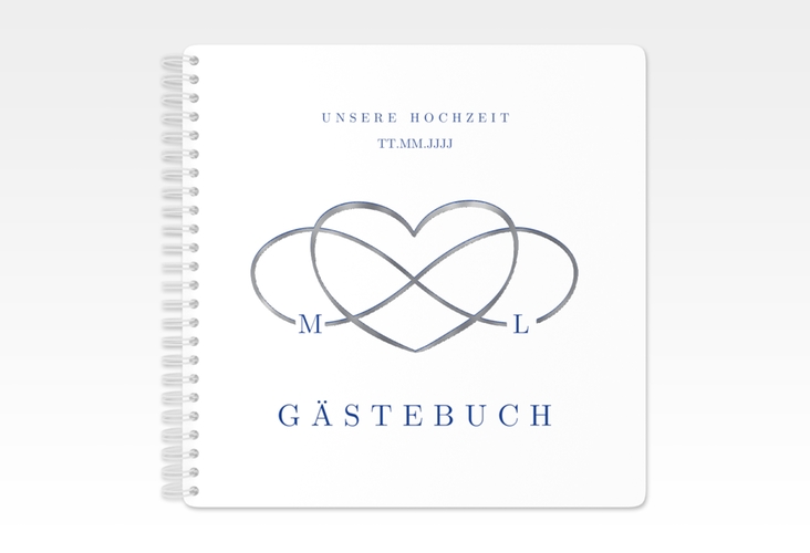 Gästebuch Hochzeit Infinity Ringbindung silber