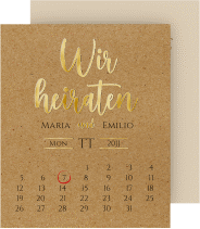 Save the Date-Kalenderblatt Noble