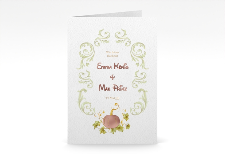 Einladungskarte Hochzeit Märchenhaft A6 Klappkarte hoch rosegold