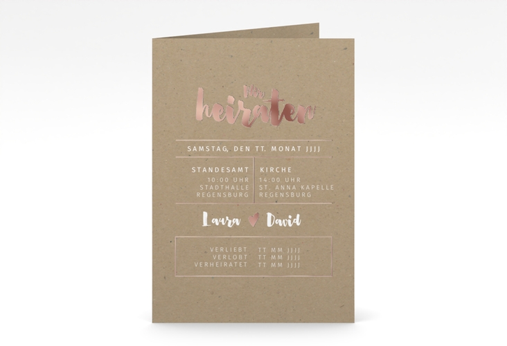 Einladungskarte Hochzeit Letterbox A6 Klappkarte hoch rosegold