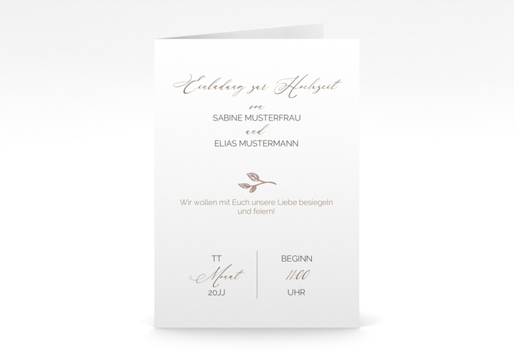 Einladungskarte Hochzeit Plain A6 Klappkarte hoch rosegold