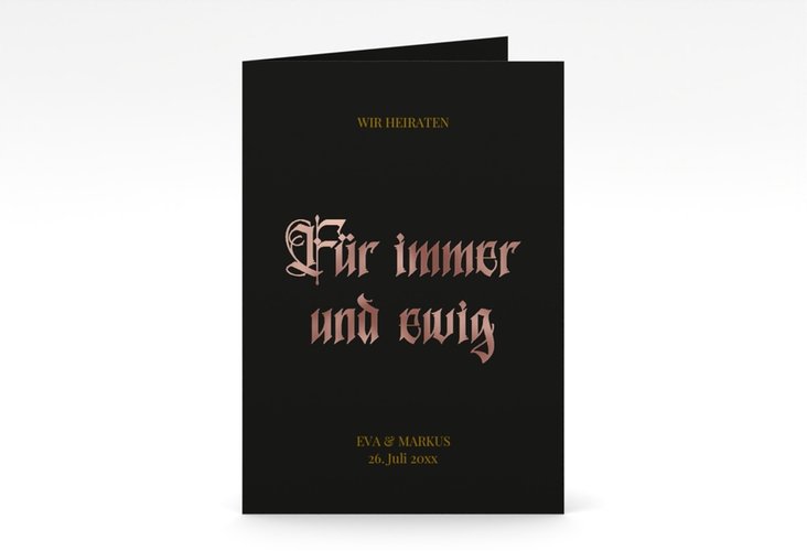 Einladungskarte Hochzeit Wednesday A6 Klappkarte hoch rosegold