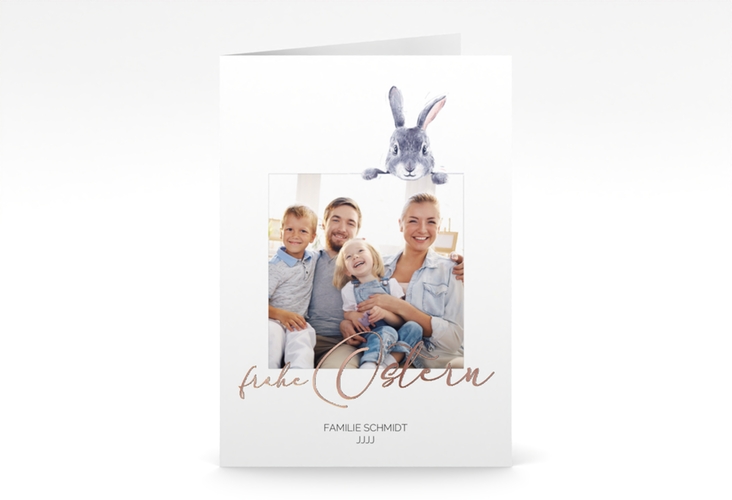 Osterkarte Osterpost A6 Klappkarte hoch rosegold