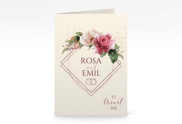 Einladungskarte Hochzeit Rosenbogen A6 Klappkarte hoch rosegold
