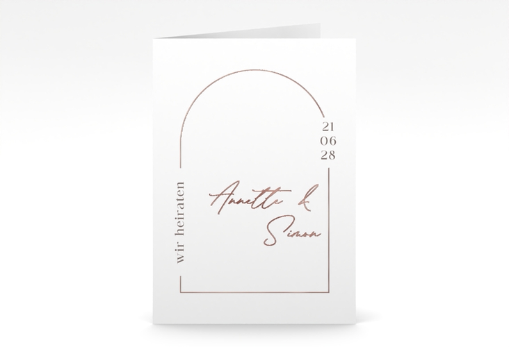 Einladungskarte Hochzeit Rundung A6 Klappkarte hoch rosegold