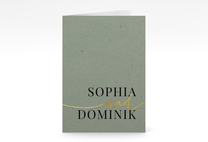 Danksagungskarte Hochzeit Easy A6 Klappkarte hoch gold im modernen minimalistischen Design