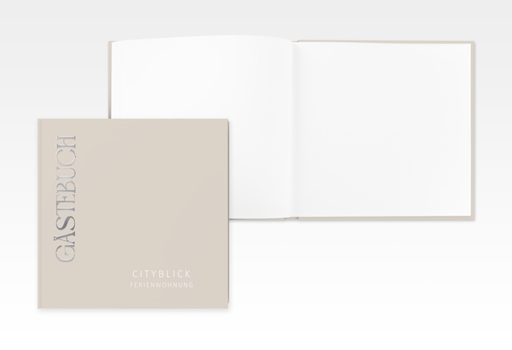 Gästebuch Creation Ferienwohnung Ferienunterkunft 20 x 20 cm, Hardcover silber