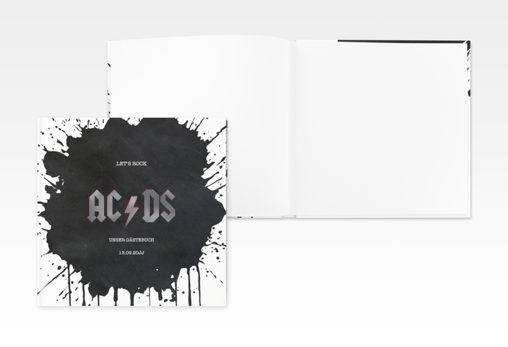 Gästebuch Creation Hardrock 20 x 20 cm, Hardcover silber für Rockband-Fans
