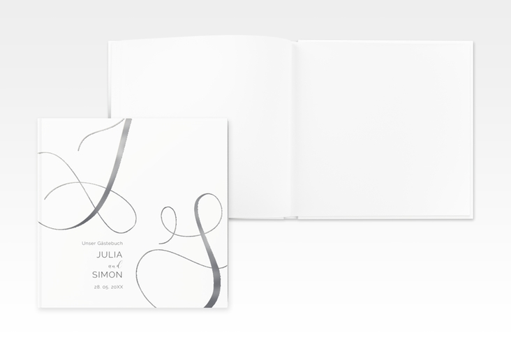 Gästebuch Creation Eheschließung 20 x 20 cm, Hardcover silber