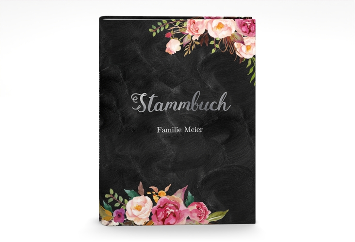 Stammbuch A5 Flowers Stammbuch A5 silber mit bunten Aquarell-Blumen