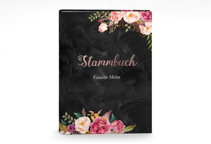 Stammbuch A5 Flowers Stammbuch A5 rosegold mit bunten Aquarell-Blumen