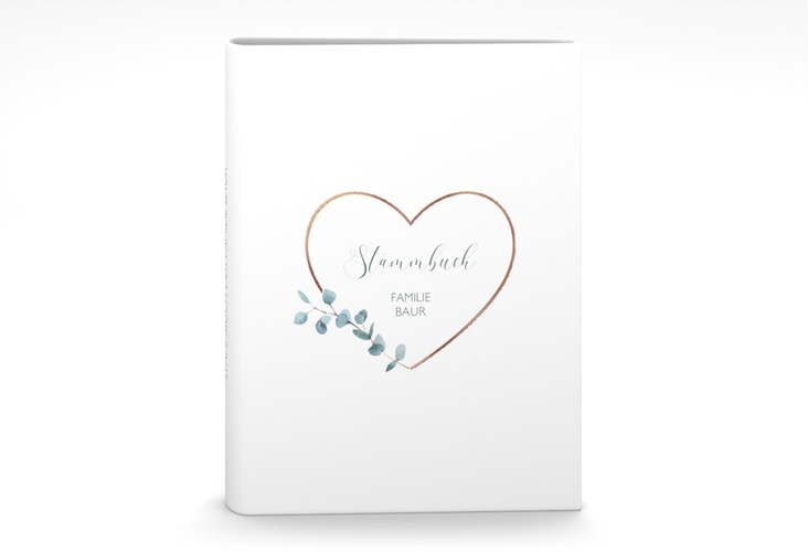 Stammbuch A5 Greenheart Stammbuch A5 rosegold mit elegantem Herz und Eukalyptus-Zweig