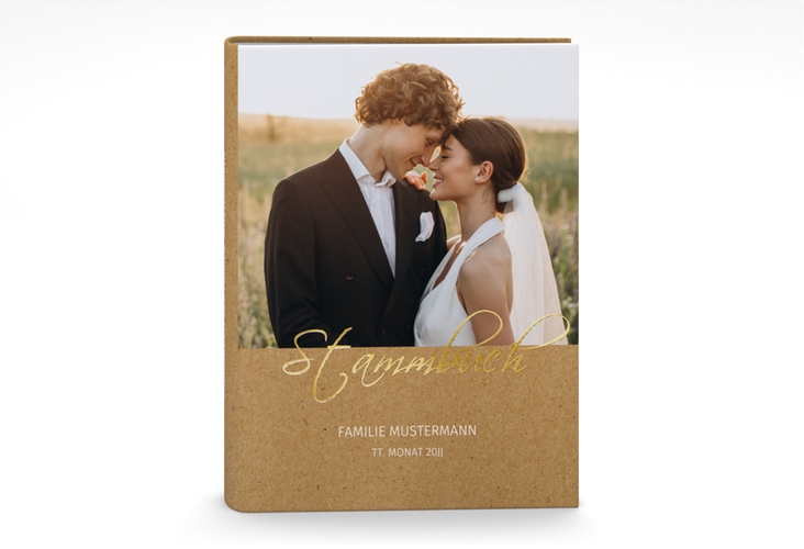 Stammbuch A5 Big Picture Stammbuch A5 gold mit Foto des Brautpaars
