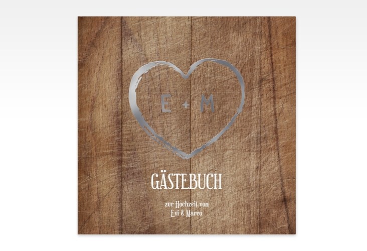 Gästebuch Creation Wood 20 x 20 cm, Hardcover silber