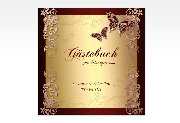 Gästebuch Creation Toulouse 20 x 20 cm, Hardcover rosegold romantisch mit Schmetterlingen