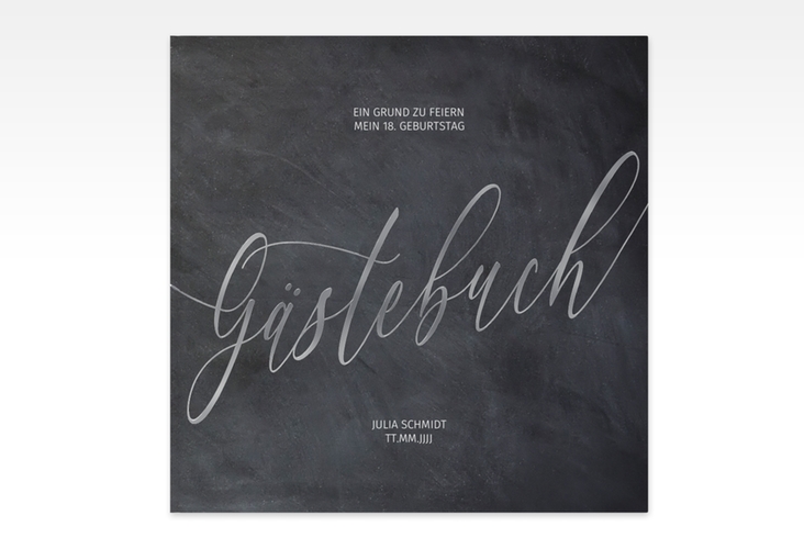 Gästebuch Creation Geburtstag Board 20 x 20 cm, Hardcover silber