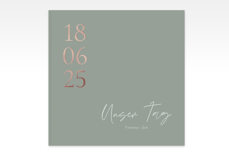 Gästebuch Creation Day 20 x 20 cm, Hardcover rosegold mit Datum im minimalistischen Design