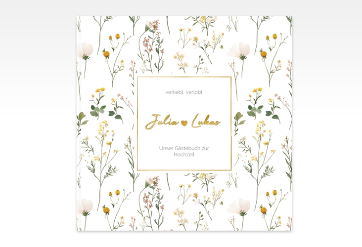 Gästebuch Creation Blumenwiese 20 x 20 cm, Hardcover gold