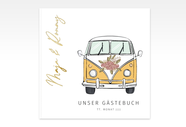 Gästebuch Creation Hochzeitsbulli 20 x 20 cm, Hardcover gold