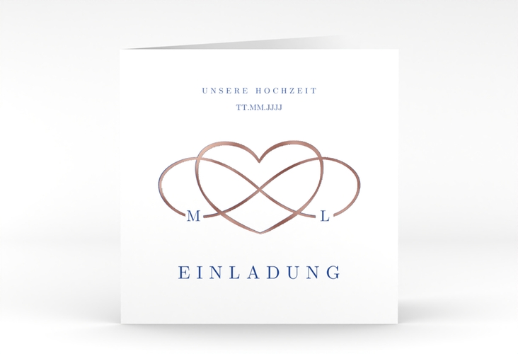 Hochzeitseinladung Infinity quadr. Klappkarte rosegold