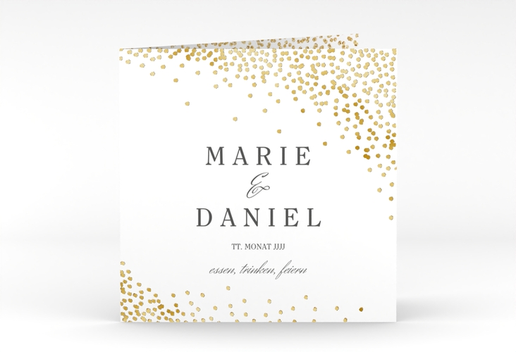 Hochzeitseinladung Glitter quadr. Klappkarte gold