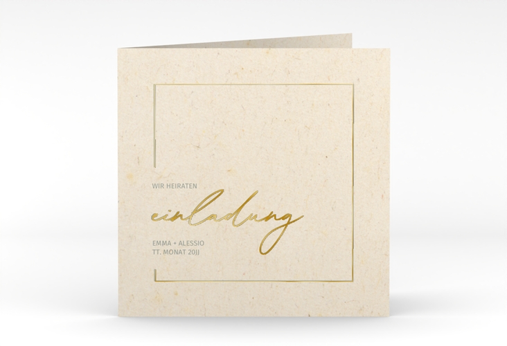 Hochzeitseinladung Simple Line quadr. Klappkarte gold