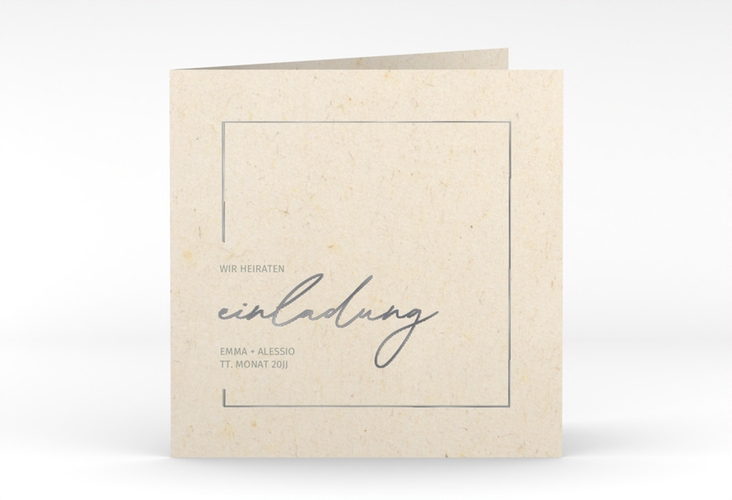 Hochzeitseinladung Simple Line quadr. Klappkarte silber