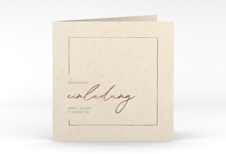 Hochzeitseinladung Simple Line quadr. Klappkarte rosegold