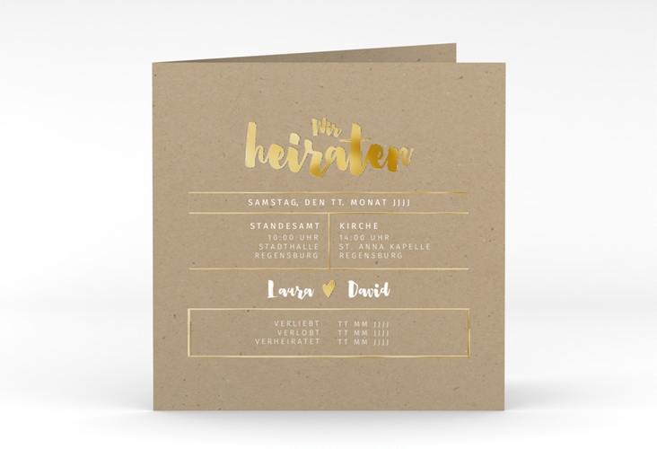 Hochzeitseinladung Letterbox quadr. Klappkarte gold